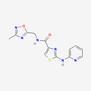 molecular formula C13H12N6O2S B2661712 N-((3-methyl-1,2,4-oxadiazol-5-yl)methyl)-2-(pyridin-2-ylamino)thiazole-4-carboxamide CAS No. 1286699-30-6
