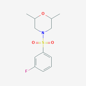 molecular formula C12H16FNO3S B2661716 4-(3-Fluorobenzenesulfonyl)-2,6-dimethylmorpholine CAS No. 670272-14-7