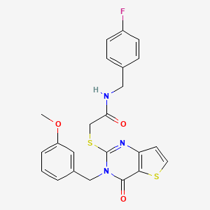 molecular formula C23H20FN3O3S2 B2661717 N-(4-fluorobenzyl)-2-{[3-(3-methoxybenzyl)-4-oxo-3,4-dihydrothieno[3,2-d]pyrimidin-2-yl]sulfanyl}acetamide CAS No. 1252919-17-7