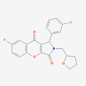 molecular formula C22H17ClFNO4 B266172 1-(3-Chlorophenyl)-7-fluoro-2-(tetrahydro-2-furanylmethyl)-1,2-dihydrochromeno[2,3-c]pyrrole-3,9-dione 