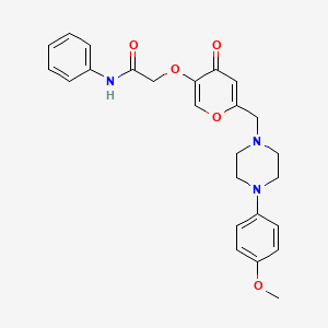 molecular formula C25H27N3O5 B2661721 2-((6-((4-(4-methoxyphenyl)piperazin-1-yl)methyl)-4-oxo-4H-pyran-3-yl)oxy)-N-phenylacetamide CAS No. 898440-56-7