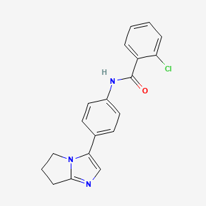 molecular formula C19H16ClN3O B2661730 2-chloro-N-(4-(6,7-dihydro-5H-pyrrolo[1,2-a]imidazol-3-yl)phenyl)benzamide CAS No. 1396865-00-1