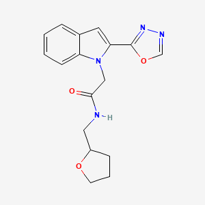 molecular formula C17H18N4O3 B2661731 2-(2-(1,3,4-噁二唑-2-基)-1H-吲哚-1-基)-N-((四氢呋喃-2-基)甲基)乙酰胺 CAS No. 955602-70-7
