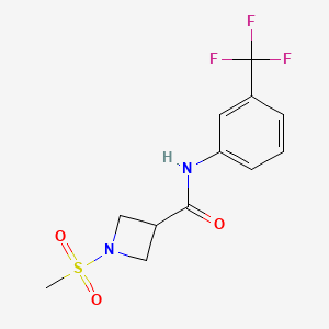 molecular formula C12H13F3N2O3S B2661732 1-(甲基磺酰)-N-(3-(三氟甲基)苯基)氮杂环丁烷-3-羧酰胺 CAS No. 1428370-89-1