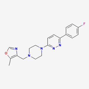 molecular formula C19H20FN5O B2661738 4-[[4-[6-(4-Fluorophenyl)pyridazin-3-yl]piperazin-1-yl]methyl]-5-methyl-1,3-oxazole CAS No. 2380175-15-3