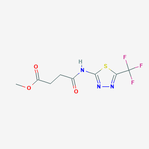 molecular formula C8H8F3N3O3S B2661743 Methyl 4-oxo-4-{[5-(trifluoromethyl)-1,3,4-thiadiazol-2-yl]amino}butanoate CAS No. 329695-18-3