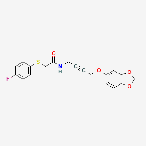 molecular formula C19H16FNO4S B2661752 N-(4-(benzo[d][1,3]dioxol-5-yloxy)but-2-yn-1-yl)-2-((4-fluorophenyl)thio)acetamide CAS No. 1448034-62-5