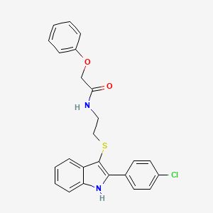 molecular formula C24H21ClN2O2S B2661755 N-(2-((2-(4-chlorophenyl)-1H-indol-3-yl)thio)ethyl)-2-phenoxyacetamide CAS No. 850917-41-8