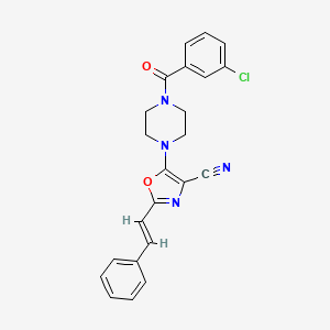 molecular formula C23H19ClN4O2 B2661760 (E)-5-(4-(3-chlorobenzoyl)piperazin-1-yl)-2-styryloxazole-4-carbonitrile CAS No. 941254-86-0