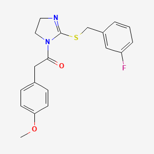 molecular formula C19H19FN2O2S B2661762 1-(2-((3-fluorobenzyl)thio)-4,5-dihydro-1H-imidazol-1-yl)-2-(4-methoxyphenyl)ethanone CAS No. 851865-30-0