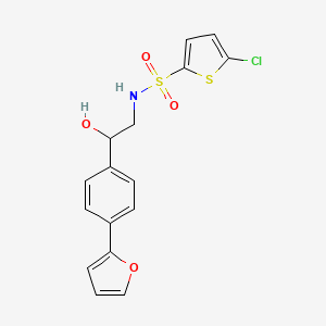 molecular formula C16H14ClNO4S2 B2661784 S-(5-chlorothiophen-2-yl)-2-[4-(furan-2-yl)phenyl]-2-hydroxyethane-1-sulfonamido CAS No. 2097912-54-2