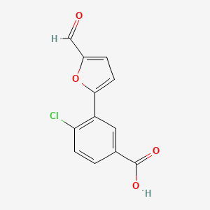 molecular formula C12H7ClO4 B2661792 4-Chloro-3-(5-formylfuran-2-yl)benzoic acid CAS No. 425630-53-1