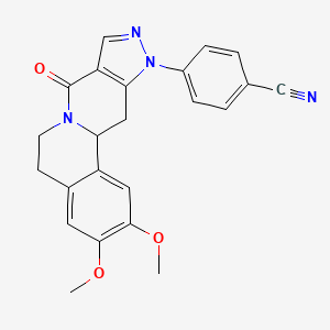 molecular formula C23H20N4O3 B2661795 4-[2,3-dimethoxy-8-oxo-5,8,12,12a-tetrahydropyrazolo[3',4':4,5]pyrido[2,1-a]isoquinolin-11(6H)-yl]benzenecarbonitrile CAS No. 685108-21-8