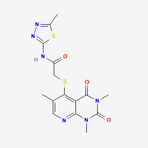 molecular formula C15H16N6O3S2 B2661809 N-(5-甲基-1,3,4-噻二唑-2-基)-2-((1,3,6-三甲基-2,4-二氧代-1,2,3,4-四氢吡啶并[2,3-d]嘧啶-5-基)硫代)乙酰胺 CAS No. 899747-33-2