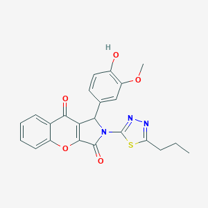 molecular formula C23H19N3O5S B266181 1-(4-Hydroxy-3-methoxyphenyl)-2-(5-propyl-1,3,4-thiadiazol-2-yl)-1,2-dihydrochromeno[2,3-c]pyrrole-3,9-dione 