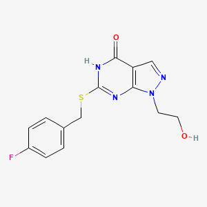 6-((4-fluorobenzyl)thio)-1-(2-hydroxyethyl)-1H-pyrazolo[3,4-d]pyrimidin-4(5H)-one