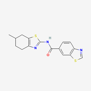 molecular formula C16H15N3OS2 B2661835 N-(6-methyl-4,5,6,7-tetrahydrobenzo[d]thiazol-2-yl)benzo[d]thiazole-6-carboxamide CAS No. 681167-23-7