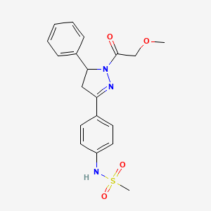 molecular formula C19H21N3O4S B2661838 N-{4-[1-(2-甲氧基乙酰)-5-苯基-4,5-二氢-1H-吡唑-3-基]苯基}甲磺酰胺 CAS No. 851718-44-0