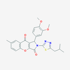 molecular formula C26H25N3O5S B266184 1-(3,4-Dimethoxyphenyl)-2-(5-isobutyl-1,3,4-thiadiazol-2-yl)-7-methyl-1,2-dihydrochromeno[2,3-c]pyrrole-3,9-dione 