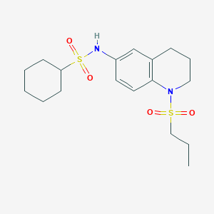 molecular formula C18H28N2O4S2 B2661848 N-(1-(propylsulfonyl)-1,2,3,4-tetrahydroquinolin-6-yl)cyclohexanesulfonamide CAS No. 941986-65-8