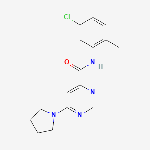 molecular formula C16H17ClN4O B2661850 N-(5-氯-2-甲基苯基)-6-(吡咯啉-1-基)嘧啶-4-甲酰胺 CAS No. 1898557-98-6