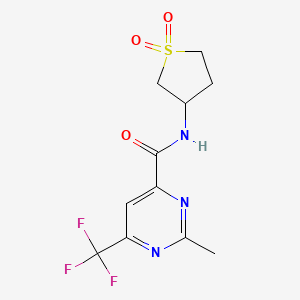 molecular formula C11H12F3N3O3S B2661855 N-(1,1-Dioxothiolan-3-yl)-2-methyl-6-(trifluoromethyl)pyrimidine-4-carboxamide CAS No. 2415487-99-7