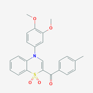 molecular formula C24H21NO5S B2661857 [4-(3,4-dimethoxyphenyl)-1,1-dioxido-4H-1,4-benzothiazin-2-yl](4-methylphenyl)methanone CAS No. 1114886-26-8