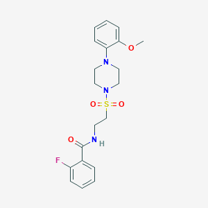 molecular formula C20H24FN3O4S B2661869 2-氟-N-(2-((4-(2-甲氧基苯基)哌嗪-1-基)磺酰基)乙基)苯甲酰胺 CAS No. 897611-07-3