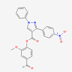 molecular formula C24H17N3O6 B2661871 (4-Formyl-2-methoxyphenyl) 3-(4-nitrophenyl)-1-phenylpyrazole-4-carboxylate CAS No. 882229-86-9