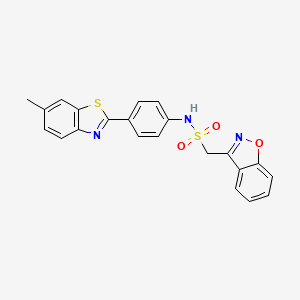 molecular formula C22H17N3O3S2 B2661878 1-(苯并[d]异噁唑-3-基)-N-(4-(6-甲基苯并[d]噻唑-2-基)苯基)甲磺酰胺 CAS No. 1798040-64-8