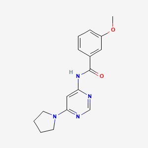 molecular formula C16H18N4O2 B2661888 3-甲氧基-N-(6-(吡咯啉-1-基)嘧啶-4-基)苯甲酰胺 CAS No. 1421584-03-3