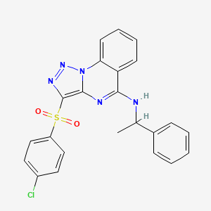 molecular formula C23H18ClN5O2S B2661889 3-[(4-chlorophenyl)sulfonyl]-N-(1-phenylethyl)[1,2,3]triazolo[1,5-a]quinazolin-5-amine CAS No. 872197-08-5