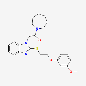 molecular formula C24H29N3O3S B2661892 1-(环庚烷-1-基)-2-(2-((2-(3-甲氧基苯氧基)乙基)硫基)-1H-苯并[d]咪唑-1-基)乙酮 CAS No. 920116-05-8