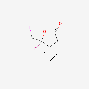 molecular formula C8H10FIO2 B2661896 5-氟-5-(碘甲基)-6-氧代螺[3.4]辛-7-酮 CAS No. 2138564-05-1