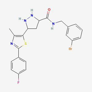 molecular formula C21H16BrFN4OS B2661900 N-[(3-溴苯基)甲基]-3-[2-(4-氟苯基)-4-甲基-1,3-噻唑-5-基]-1H-吡唑-5-甲酰胺 CAS No. 1298036-07-3