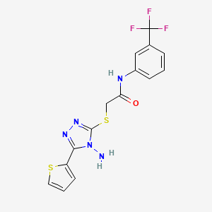 molecular formula C15H12F3N5OS2 B2661908 2-{[4-amino-5-(thiophen-2-yl)-4H-1,2,4-triazol-3-yl]sulfanyl}-N-[3-(trifluoromethyl)phenyl]acetamide CAS No. 886928-82-1