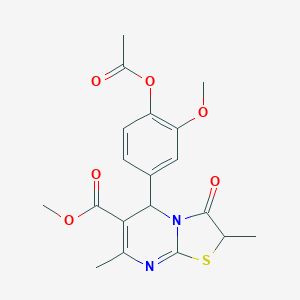 molecular formula C19H20N2O6S B266191 methyl 5-[4-(acetyloxy)-3-methoxyphenyl]-2,7-dimethyl-3-oxo-2,3-dihydro-5H-[1,3]thiazolo[3,2-a]pyrimidine-6-carboxylate 