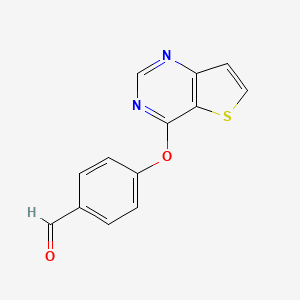 molecular formula C13H8N2O2S B2661918 4-Thieno[3,2-d]pyrimidin-4-yloxybenzaldehyde CAS No. 1090772-09-0