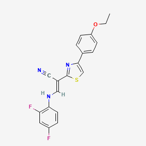 molecular formula C20H15F2N3OS B2661919 (E)-3-((2,4-difluorophenyl)amino)-2-(4-(4-ethoxyphenyl)thiazol-2-yl)acrylonitrile CAS No. 477297-24-8