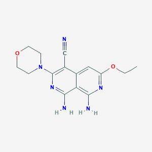 molecular formula C15H18N6O2 B2661932 1,8-Diamino-6-ethoxy-3-morpholin-4-yl-2,7-naphthyridine-4-carbonitrile CAS No. 459153-40-3
