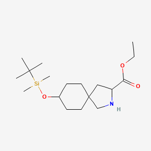 molecular formula C18H35NO3Si B2661936 Ethyl 8-[(tert-butyldimethylsilyl)oxy]-2-azaspiro[4.5]decane-3-carboxylate CAS No. 1272655-91-0