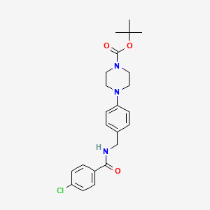 molecular formula C23H28ClN3O3 B2661945 叔丁基 4-(4-{[(4-氯苯甲酰)氨基]甲基}苯基)四氢-1(2H)-吡嗪羧酸酯 CAS No. 866018-62-4