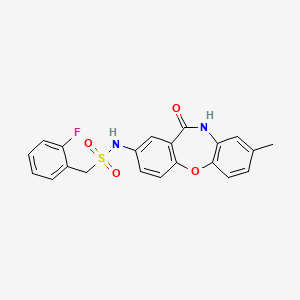 molecular formula C21H17FN2O4S B2661953 1-(2-氟苯基)-N-(8-甲基-11-氧代-10,11-二氢二苯并[b,f][1,4]噁唑-2-基)甲烷磺酰胺 CAS No. 921898-19-3