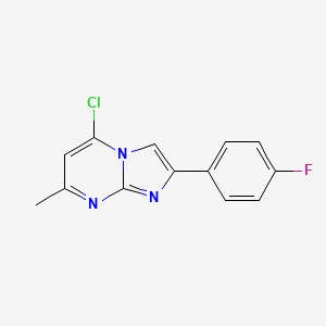 molecular formula C13H9ClFN3 B2661954 5-氯-2-(4-氟苯基)-7-甲基咪唑并[1,2-a]嘧啶 CAS No. 866050-57-9