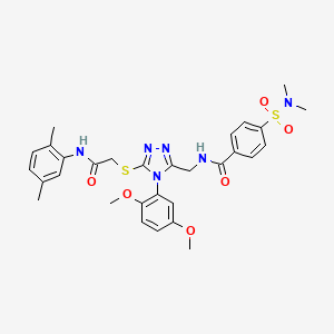 molecular formula C30H34N6O6S2 B2661968 N-((4-(2,5-dimethoxyphenyl)-5-((2-((2,5-dimethylphenyl)amino)-2-oxoethyl)thio)-4H-1,2,4-triazol-3-yl)methyl)-4-(N,N-dimethylsulfamoyl)benzamide CAS No. 309968-33-0