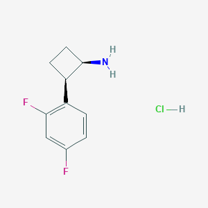 molecular formula C10H12ClF2N B2661970 (1R,2R)-2-(2,4-二氟苯基)环丁胺；盐酸盐 CAS No. 1644255-70-8