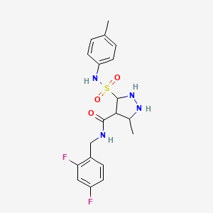molecular formula C19H18F2N4O3S B2661971 N-[(2,4-二氟苯基)甲基]-3-甲基-5-[(4-甲基苯基)磺酰氨基]-1H-吡唑-4-羧酰胺 CAS No. 1322720-92-2
