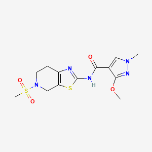 molecular formula C13H17N5O4S2 B2661988 3-methoxy-1-methyl-N-(5-(methylsulfonyl)-4,5,6,7-tetrahydrothiazolo[5,4-c]pyridin-2-yl)-1H-pyrazole-4-carboxamide CAS No. 1421465-09-9