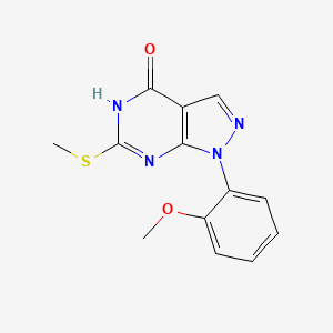 molecular formula C13H12N4O2S B2662004 1-(2-methoxyphenyl)-6-(methylthio)-1H-pyrazolo[3,4-d]pyrimidin-4(5H)-one CAS No. 921469-78-5