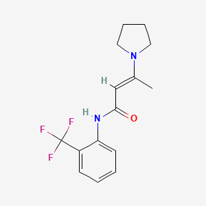molecular formula C15H17F3N2O B2662007 3-(1-吡咯啉基)-N-[2-(三氟甲基)苯基]-2-丁烯酰胺 CAS No. 337921-13-8